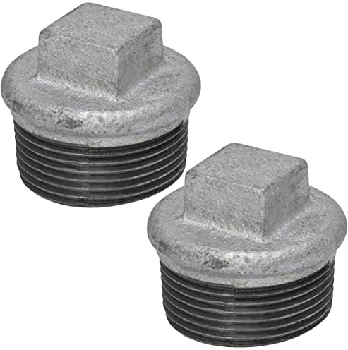 AERZETIX - C65030 - Lot de 2 Bouchons filetage mâle 1 1/4 à visser en fonte - finition zinguée - tuyau plomberie chauffage installation sanitaire d'eau alimentation système de traitement d'eau