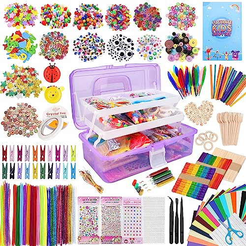 TAVADA Bastelset Kinder,3000+Stück Scrapbooking Bastelset mit Aufbewahrungsbox,Bastelzubehör Bastelmaterial Bastelsachen Bastelpapier,DIY Kunsthandwerk Bastelkoffer Bastelbedarf für Kinder