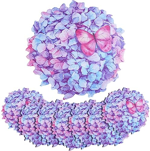 Set di 100 tovagliette all'americana in carta con motivo floreale primaverile, usa e getta, per tavolo da pranzo, feste, matrimoni, cucina, addio al nubilato, 33 x 33 cm (ortensia)