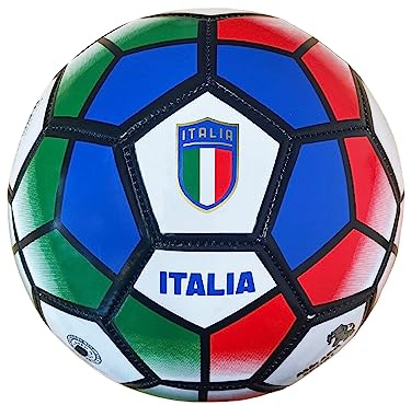Mikado Sport Italiensk nationell fotboll. Trefärgad fotbollsboll, modell blå, storlek för vuxna och barn (storlek 5 - stor). (Tricolor vit)