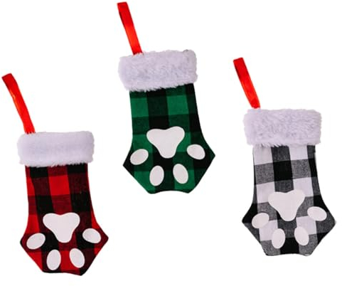 OUNONA 3stücke Teiliges Weihnachtskatzenkrallen Besteckhalter Für Festliche Tischdekoration Süße Katzendesign Utensil Pouches Für Weihnachtsfeiern Rote Und Grüne Karos