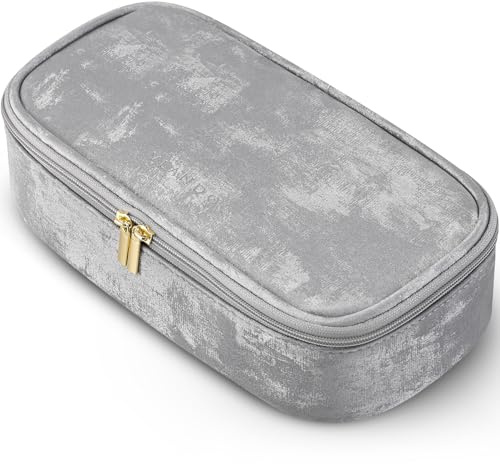 Vlando Reise Kosmetiktasche Klein, Make Up Tasche Damen, Kompatibel für Dior, Multifunktionale Schminktasche Damen aus wasserdichte Leder,Geschenke für Frauen, Grau
