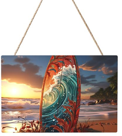 Holzkreise zum Basteln, 20,3 x 30,5 cm, Holzscheiben, buntes Surfbrett, Holz-Türhänger, Schild, zum Aufhängen, rechteckige Holzscheiben mit Bindfaden, Holzornament für Schild, Türhänger, Zuhause,