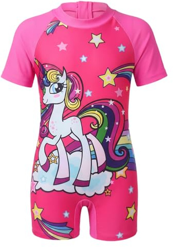 Moneric Girls Swimsuit One Piece UV Protection Swimwear for Kids Swimming Costume Rash Guard Bathing Suit for Toddler Beach Swim