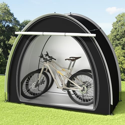 Tenda per Bicicletta Impermeabile, 200X80X165CM Telo Copribici per Deposito Esterno, Tenda per Bici Splicabile, Garage Multiuso da Giardino