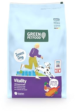 Green Petfood InsectDog Vitality mit Insekten & Ente (1 x 7,5 kg) | Adult | Premium Trockenfutter für ausgewachsene Hunde | glutenfrei | mit Vitamin E & C | niedriger Fettgehalt | 1er Pack