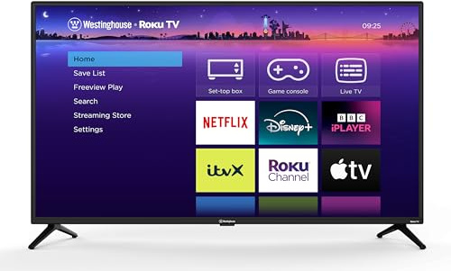 Westinghouse Roku 40 Full HD 1080p Smart TV, with Dolby Audio,HDR,Apple TV+,BBC, Netflix, Freeview Play,Dolby Vision Television with HDMI USB Port,40 inch Large Screen Television