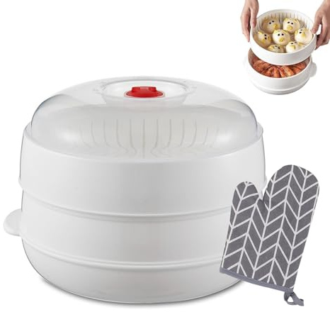 Piroscafo forno a microonde, Micro pentole, Riscaldamento a microonde multifunzionale e utensili a vapore dell'isolamento termico, Ciotola di riscaldamento a microonde rotonde e quadrata (A2)