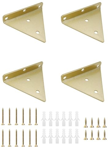 Support Etagere Invisible, 4 Pièces Equerre Etagere Murale Triangle, Supports D'étagère Flottant, Support Étagère en Métal Doré Pour Étagères Ouvertes de Bricolage