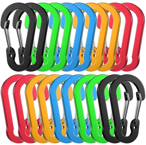ElevateTech Carabiner Keychain Clip Mini Keychain Spring Hook Heavy Duty D Ring Clip Multi-Use Key Ring for Keys Outdoor Camping Hiking Backpack Plant 5 Colors 20Pcs 2 Inch