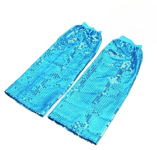 YKAFADE Pailletten Stulpen für Damen - 1 Paar Stulpen Glitzer Pailletten Beinstulpen Beinlinge 70s Abba Kostüm Disco Outfit Beinwärmer Kniestrümpfe für Karneval, Mottoparty Fasching -Blau