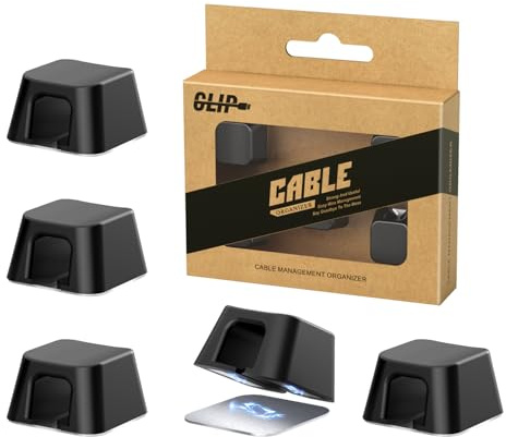 Maveek Cable Tidy Clips, Magnetic Cable Clips Wire Holders for Cables, Magnetic Wire Organiser Cable Holder Clips with Adhesive Metal Plate for Desktop, Nightstand, Car, Office (Black, Small-5 PCS)