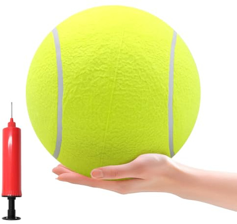 LTHERMELK Jättetennisboll 24cm Uppblåsbar Stor Tennisboll för Hundar - Oförstörbar Grön Valhboll för Hundar, Hundbollar, Stora Tennisbollar för Hundar, Innehåller Luftpump & Nål