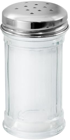 Fackelmann Bistro Dispensador, salero y pimentero, Vidrio Acero Inoxidable, Plateado, 9x4.5x4.5x9cm