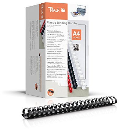 Peach PB444-02 - Dorsi in plastica, formato A4-44 mm, 440 fogli, 50 pezzi, colore nero