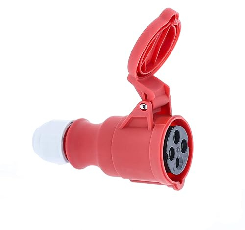 as - Schwabe Coupleur CEE 4 pôles avec couvercle à charnière, 400 V, 16 A, rouge, 60575
