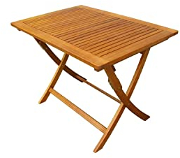 milani home Tavolo Rettangolare Pieghevole in Legno di Acacia 100 X 70 per Esterno Giardino Portico Ristorante Bar Hotel Albergo Agriturismo