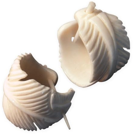 Fly Style Damen Feder Ohrringe Creolen aus Horn oder Knochen - Natur Damen Schmuck