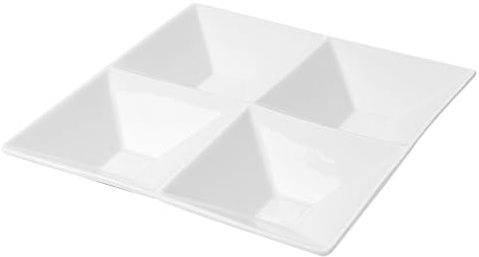 García de Pou 131.09 Platos Cuadrados 4 Compartimentos, 24 x 24 cm, Set de 4, Blanco
