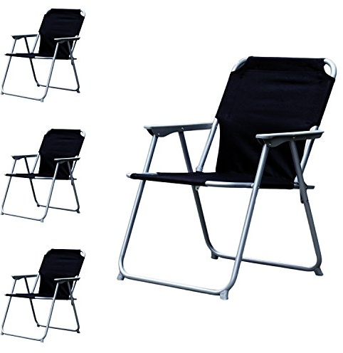 Lot de 4 chaise de camping chaise pliante Plastique Oxfort Chaise de pêche Chaise de Regie Fauteuil de pêche Noir Métal B 53 x T 46 x H 74 cm