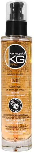 KERAGOLD PRO – Sérum Sans Sulfates Gamme AB – 100ml – Kératine & Extrait d’Ail – Brillance, Force & Anti-Casse