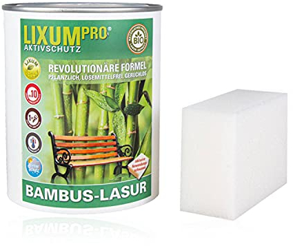 LIXUM WETTERSCHUTZ BAMBUS BIO LASUR (farblos) 335 ml = 10m² - natürlicher Langzeitschutz für Holz, hält bis zu 10 Jahren, nur 1 Anstrich nötig. Mit integriertem UV-Schutz und ohne Weichmacher.