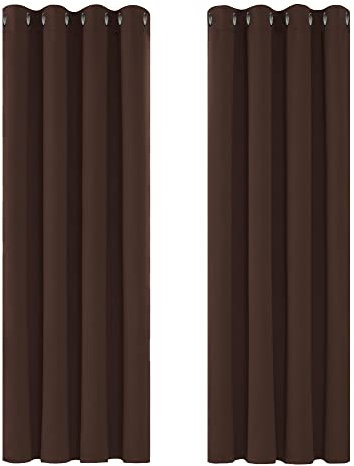 Deconovo Home Decorative Thermal Insulated Blackout Curtains Eyelet Curtains for Doors 52x 72 Chocolate 1 PAIR
