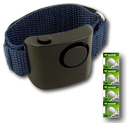 Minder® Loud Wrist Worn Jogger Jogging Runner Running Walker Personal Panic Attack Rape Safety Security Alarm with Hook and Loop Adjustable Strap 130dB (Black, With Spare Batteries)