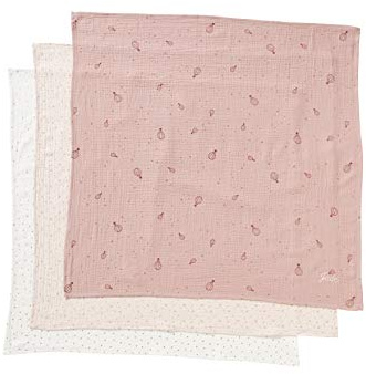 Vertbaudet 3er-Set Baby Wickeltücher weiß Herzen+rosa+dunkelrosa ONE Size
