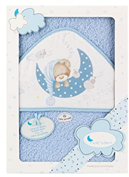 Interbaby Asciugamano con cappuccio per neonato BEAR SLEEPING in blu - 560 g