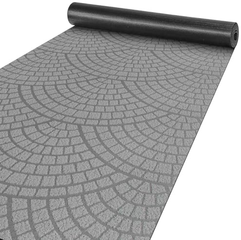 ANRO Teppich Läufer Küchenläufer Küchenteppich Läufer Flur Teppich Velours rutschfest waschbar für Flur, Schlafzimmer, Wohnzimmer, Küche Davis Grau 67 x 180cm