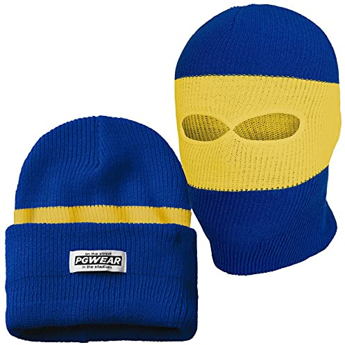 PGWEAR Mütze und Sturmhaube Troublemaker 2 in 1 blau gelb Streifen