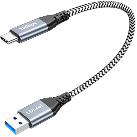 LDLrui Cavo corto da USB 3.2 Gen 2 A a USB C [10 Gbps, 0.3 m], cavo di trasferimento dati USB SuperSpeed per ricarica rapida Android Sync cavo di ricarica per Samsung, Galaxy S21/S20, Power Bank