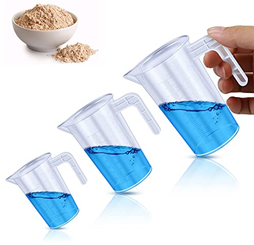 3 Pcs Vasos Medidores, 50ml+100ml+250ml Vaso Plastico, Vaso Medidor Plastico Vaso Medidor Cocina, Vaso Medidor Taza Medidora Measuring Cups Jarras Medidoras Jarra Medidora Plastico Jarra Medidora
