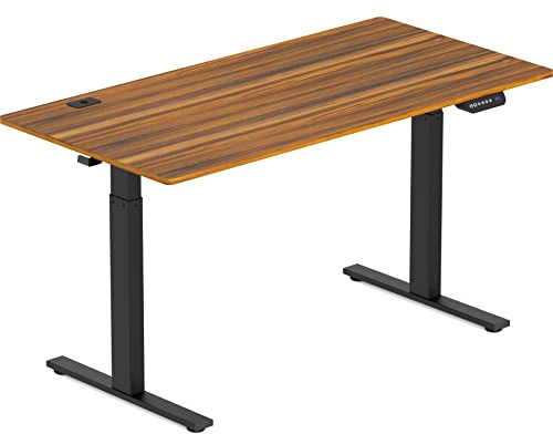 SHW 55 x 28 Electric Height Adjustable Standing Desk w/Drawer, Walnut