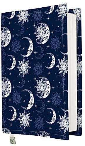 Cubierta de libro – Cubierta dura para libro, tela lavable, impermeable, protector de libro – acolchado (Star & Moon, M)