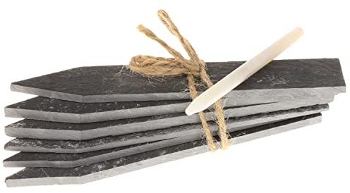 MACOSA CP53366 6er Set Kräuter-Schilder Schiefer Grau zum beschriften Pflanzen-Stecker mit Kreide Kräutergarten Steckschild Kräuterstecker Gartendeko