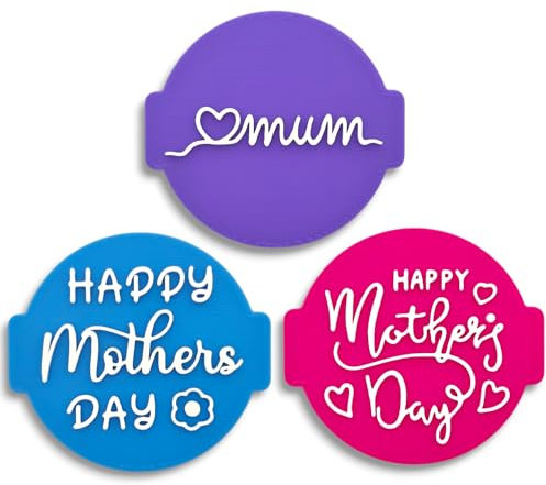 Happy Mothers Day (Set of 3 Stamps) Embosser Stamp for Fondant, Icing, Cupcake, Cake, Biscuits, Decoration