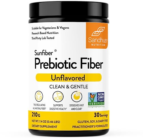 Sandhu's Prebiotic Fiber Supplement Powder –30 Servings- SunFiber® –Low FODMAP Unflavored Supplement for Digestive & Colon Health –- Gluten Free Powder – Supports Gut Health in Men & Women