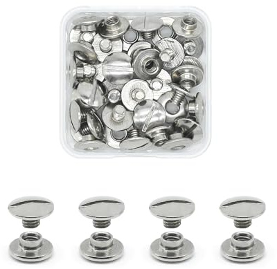 JINTANG 20 Sets Chicago Buchschrauben,M5×2mm Binding Schrauben kit Schraube Metallzubehör Nägel Nieten Chicago Button für DIY Leder Dekoration, Bookbinding,Buchbinderei(silbrig)