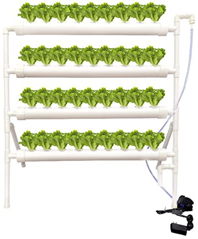 Sistema di Coltivazione Idroponica in PVC a Parete, Kit di Coltivazione Idroponica da 36 Siti per Piante, Kit di Coltivazione Idroponica a 4 Tubi, Fioriera da Giardino Intelligente Regolabile