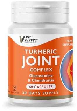 Vit Direct - Turmeric Joint Capsules - 60 Capsules - Joint Care Supplements - with Glucosamine & Chondroitin - Improve Overall Joint Health - Pain Relief - Cartilage Protection