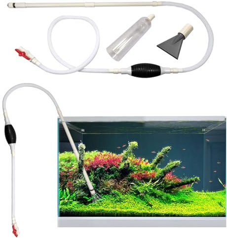 XINYUDAILY Aquarium Sauger, Mulmsauger Aquarium mit 3 Aufsätzen, 224 cm, Aquarium Reinigungsset für Aquarium Wasserwechsel, Kies und Sand Reinigung