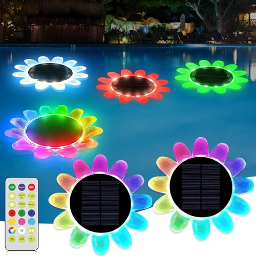Recitem Iluminación solar para piscinas, lámparas flotantes, iluminación LED para piscinas, accesorios para piscina, luz de agua, lámpara solar decorativa para piscina, estanque, jardín, árbol, flores