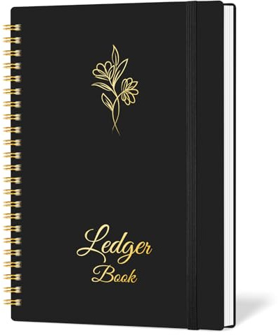 Libro de contabilidad para pequeñas empresas y uso personal, cuaderno de seguimiento de gastos para presupuesto familiar, libro de registro de ingresos y gastos, 8.4 x 6.1 pulgadas (negro)
