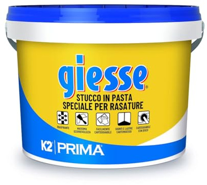 Stucco in Pasta Giesse K2 per rasature, Facilmente carteggiabile. Profumato alla lavanda 5 kg