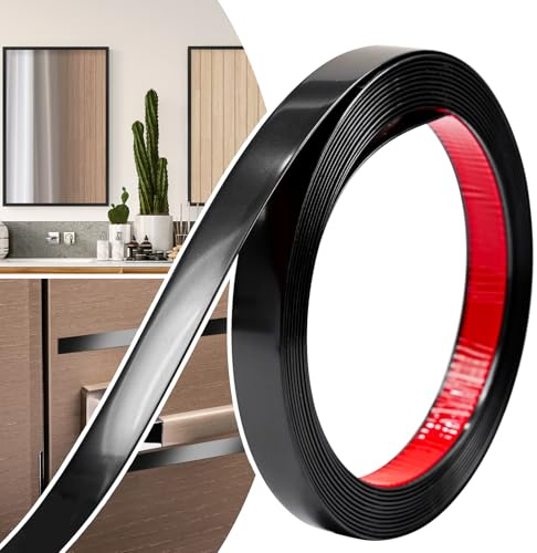 JSIWOTH Zierleisten Selbstklebend Flexibel 6M x20mm Schwarz | Kantenschutz Leisten, Dekorationsleiste, Für Türen Fenster Spiegelrahmen Wände Decken Böden Fliesen