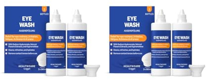 Healthcare By Amazon Augenspülung mit Natriumhyaluronat und natürlichen Blütenextrakten, 2 x 360ml (Zuvor eine Marke von Amazon Basic Care, gleiches Produkt)