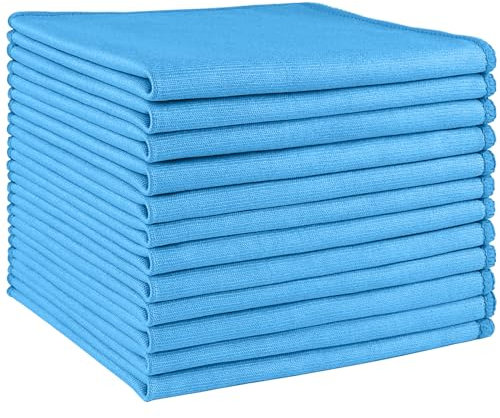 HOMEXCEL panni in microfibra per la pulizia dei vetri 12 pezzi, senza pelucchi, senza striature, riutilizzabili per la pulizia di finestre, vetri, specchi, schermi, ecc, blu - 12” x 12”