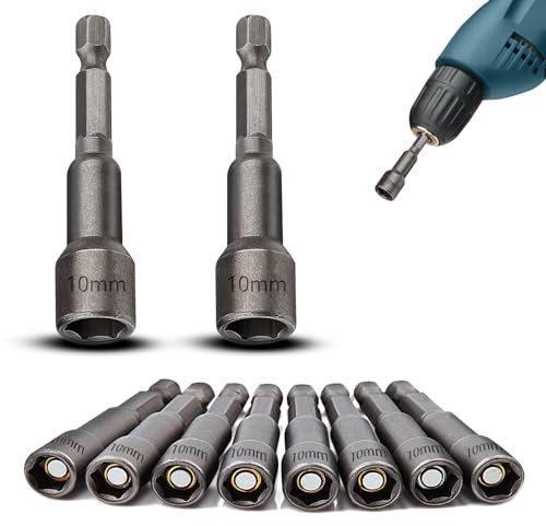 TXXATX 10 Pièces Douille Magnétique 1/4 à Choc Hexagonale pour Clé, Visseuses sans Fil, Tournevis à Écrou, Perceuse à Main